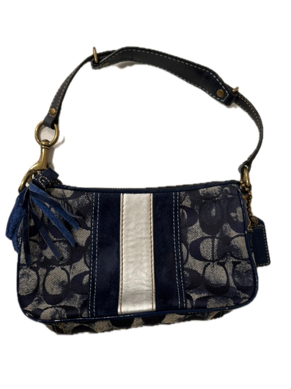 Vintage Y2K Coach Navy Demi Baguette Purse